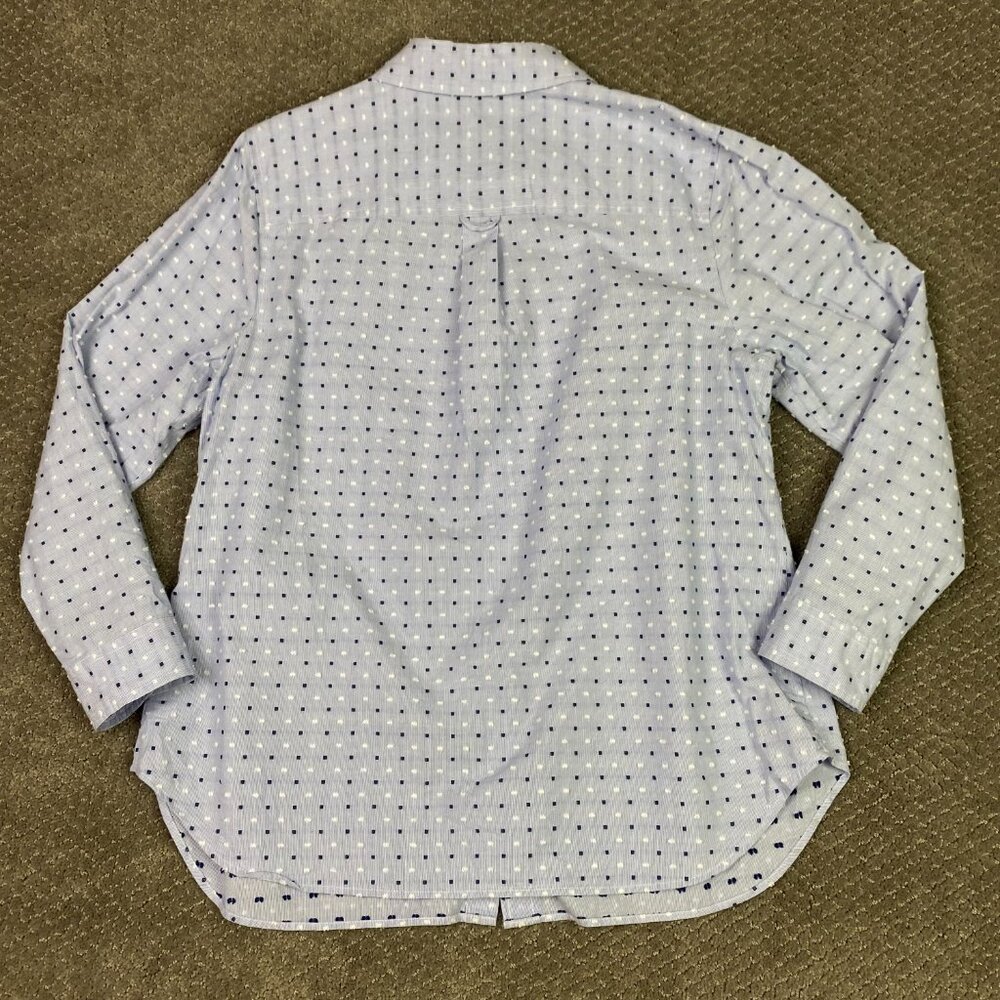 Talbots Plus Shirt Women's 1X Blue White Button Front Polka Dot Embroidered - Picture 6 of 14